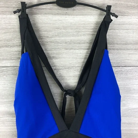TED BAKER RALINDA TRIANGLE CUT ONE PIECE HALTER NWT BRIGHT BLUE Sz. 2 $129 - Picture 3 of 10